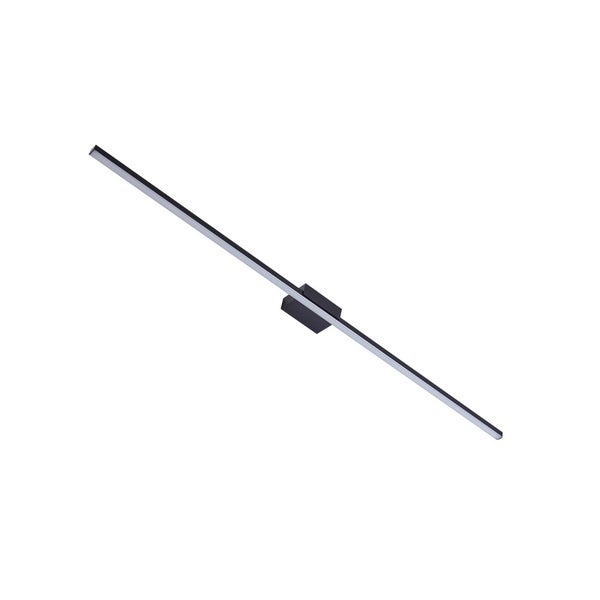 Schwarze, minimalistische LED-Wandleuchte oder Deckenleuchte in schmalem, linearem Design mit quadratischer Halterung.