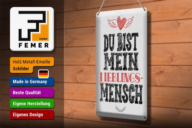 Blechschild Spruch Du bist Lieblingsmensch mein Engel 20x30cm