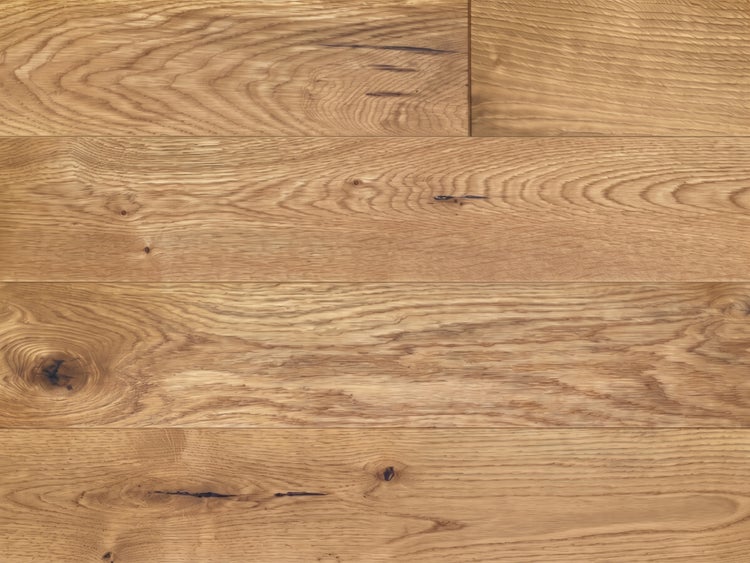 Holzparkett-Diele mit natürlicher Maserung und Nut-Feder-Verbindung.
