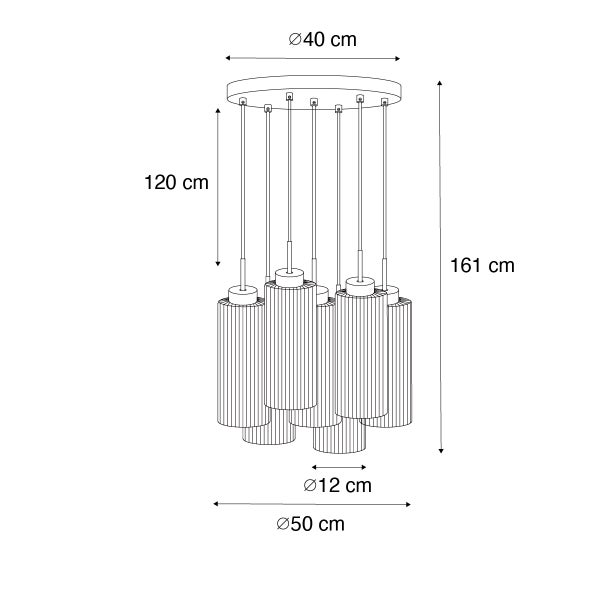 Technische Zeichnung einer Pendelleuchte mit den Maßen 40 cm, 120 cm und 161 cm.