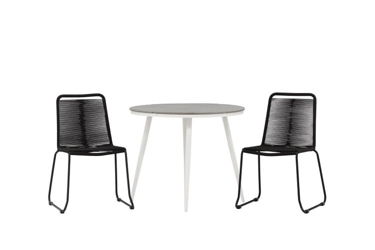 Break Gartenset Tisch 90x90cm, 2 Stühle Lindos, grau,schwarz. 90 X 74 X 90 cm