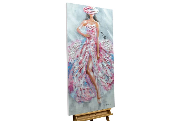 Handgemaltes Gemälde Acrylfarbe 60x120cm Rosa