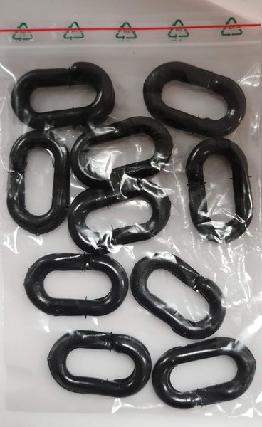 UvV Absperrketten Notglieder 10er Set, Reparatur und Verbindungsglieder aus Kunststoff in vielen Farben und Größen / 8 mm / rot + weiß