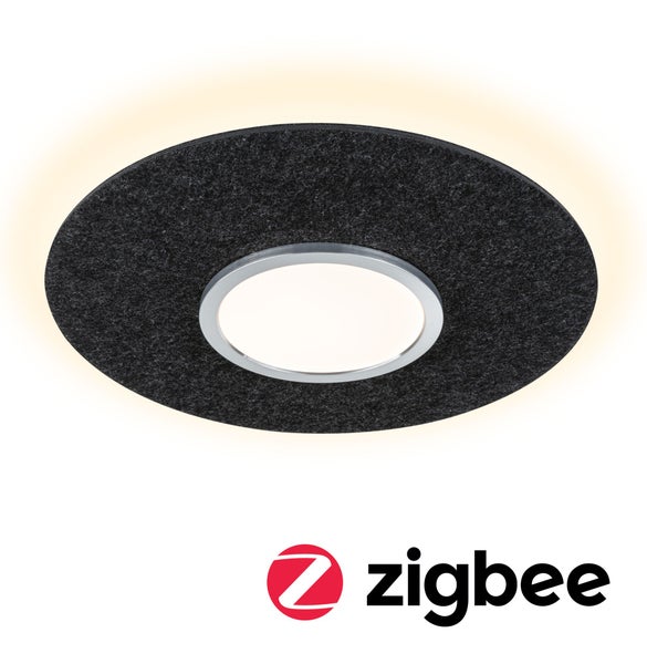 Zigbee Logo mit runder LED-Deckenleuchte