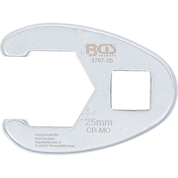 BGS Hahnenfußschlüssel Antrieb Innenvierkant 12,5 mm (1/2) SW 25 mm - 1757-25