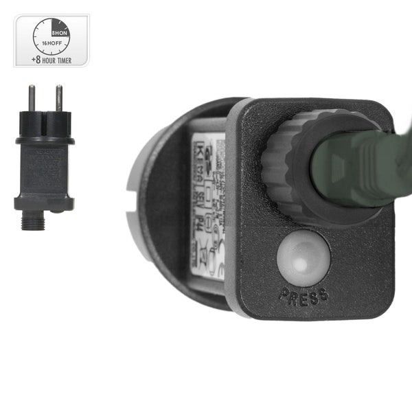 Transformator für Lichterkette mit 8 Stunden Timer und Schutzart IP44