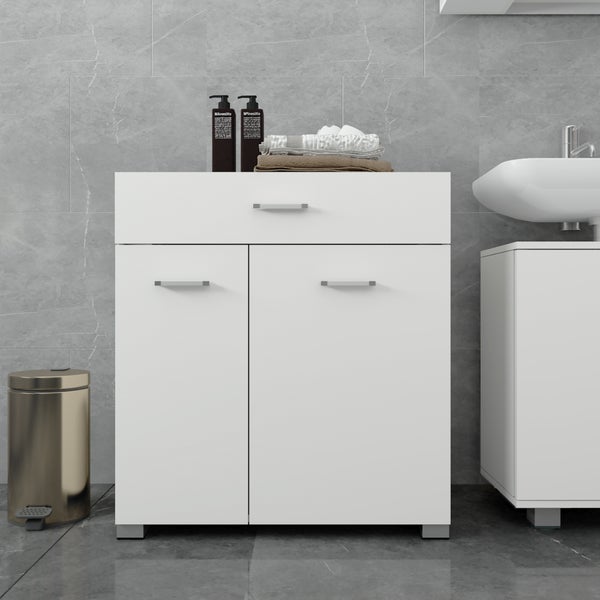 ML-Design Wäscheschrank mit 2 ausklappbaren Wäschesäcken, Weiß, 75x78,5x45 cm, Wäschesammler mit Schublade, viel Stauraum, Wäschekorb aus MDF-Holz, Wäschetruhe Badezimmerschrank Badschrank Badmöbel