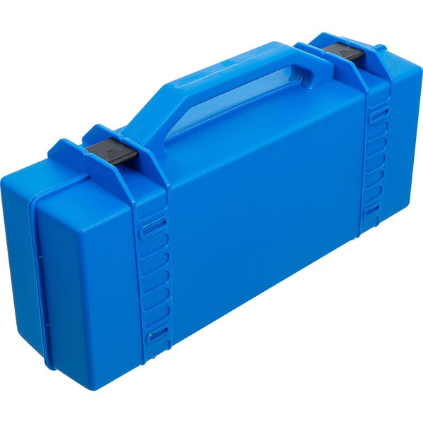Blauer Werkzeugkoffer aus Kunststoff mit Griff und Schnappverschluss