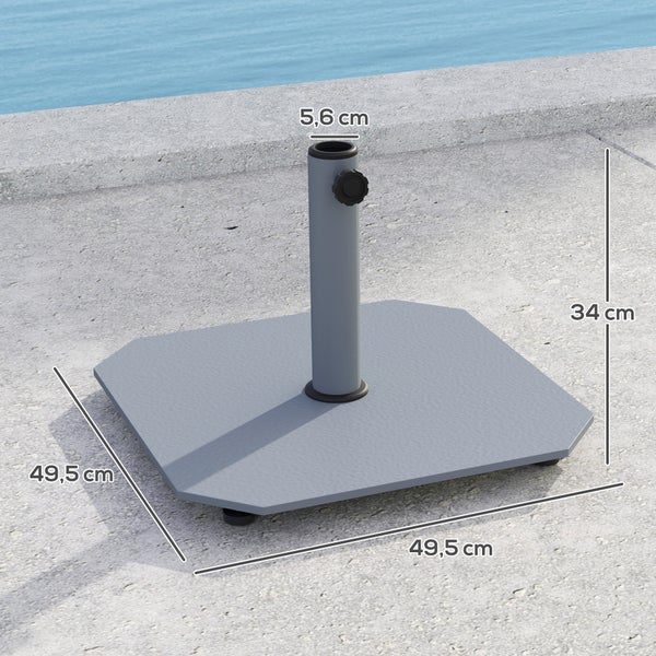Outsunny Sonnenschirmständer aus Metall 18,5 kg Schirmständer mit Rollen, Quadratisch Schirmhalter, Schirmgewicht, Ständer für Sonnenschirm 32/38/48mm Rohrdurchmesser, für Balkon, Terasse, Grau