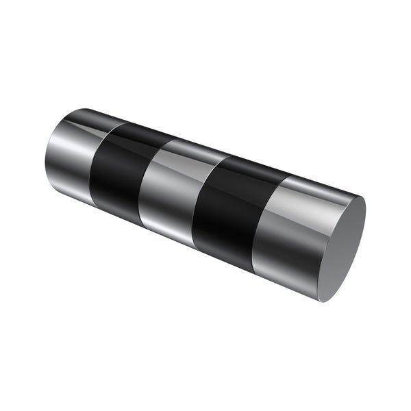 Eine zylindrische Stange mit abwechselnden Abschnitten