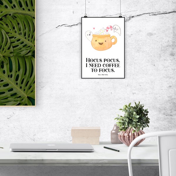 Mr. & Mrs. Panda DIN A4 Poster Kaffee Gespenst - Weiß
