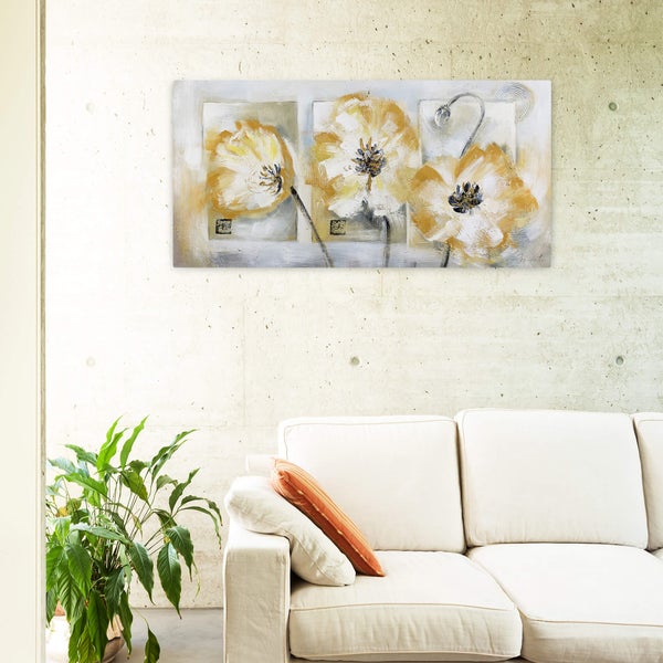 Handgemaltes Gemälde Acrylfarbe 120x60cm Weiß