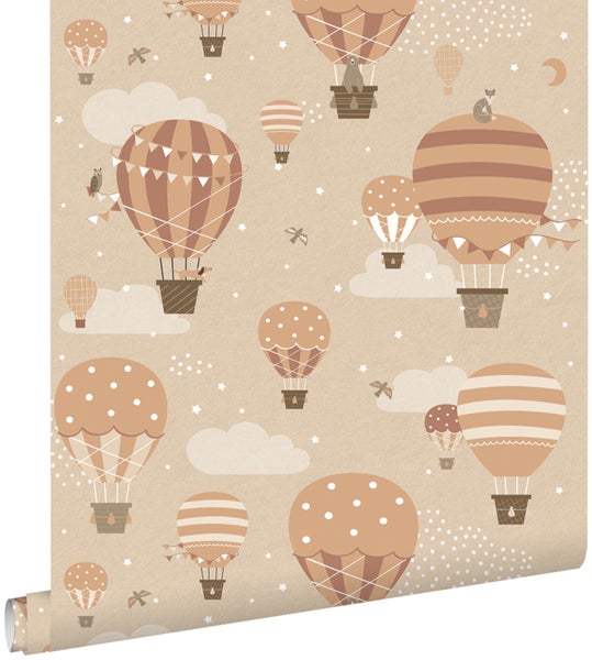 ESTAhome Tapete Luftballons Beige und Terrakotta - 53 cm x 10.05 m - 139801