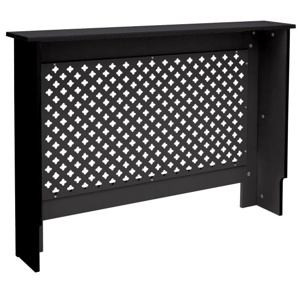 ECD Germany Heizkörperverkleidung mit Wabenmuster 112x19x82 cm Schwarz MDF lackiert für Schlafzimmer Wohnzimmer Heizungsverkleidung Heizkörperabdeckung Heizungsabdeckung Heizung Heizkörper Abdeckung