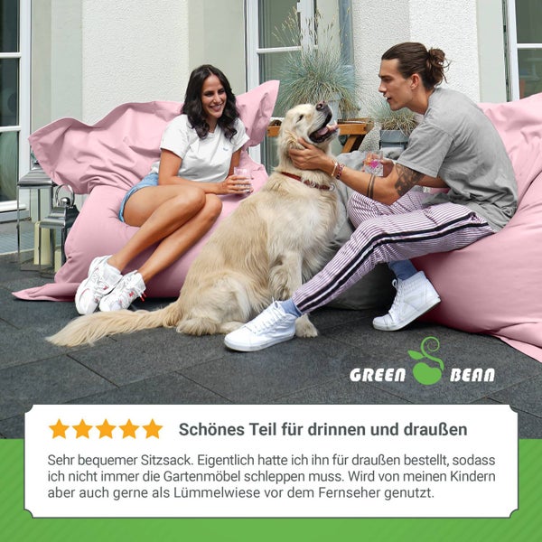 Green Bean Outdoor Sitzsack XXL 140x180cm 380 Liter Kinder & Erwachsene Bean Bag EPS Perlen Füllung Riesensitzsack Groß Liegekissen Waschbar Wetterfest Lounge Chair Sitzkissen Bodenkissen Koralle