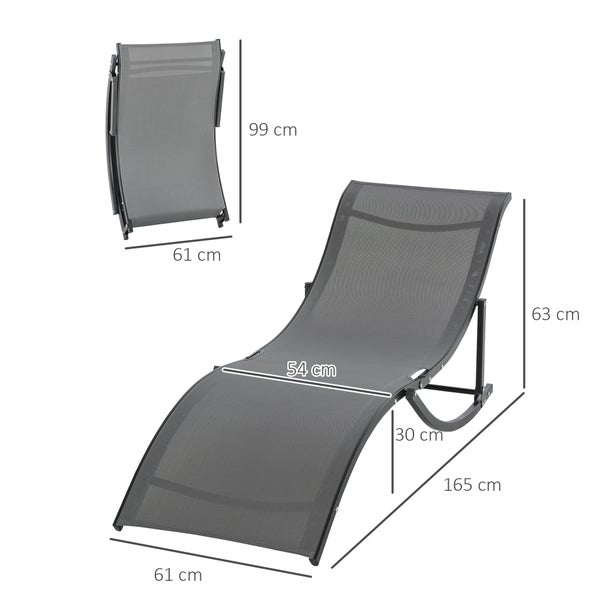 Outsunny 2er Set Sonnenliege Gartenliegen Stoffliege Relaxliege ergonomisch Aluminium Texteline Dunkelgrau 165 x 61 x 63 cm