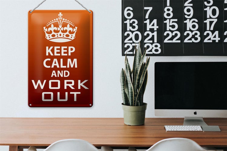 Blechschild Spruch 20x30cm Keep Calm and work out