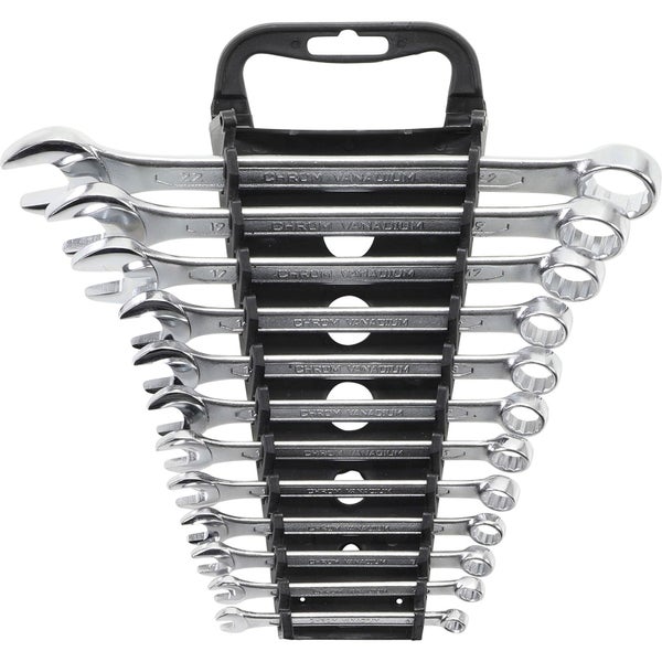 Satz aus Chrom-Vanadium-Schraubenschlüsseln mit Halterung