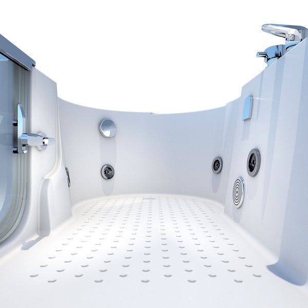 Begehbare Badewanne mit Tür, Armatur und Massagedüsen