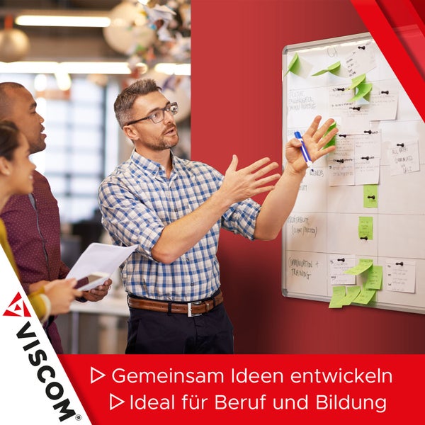 VISCOM Whiteboard magnetisch - 100 x 150 cm - Magnettafel für Büro & Zuhause - Magnetwand, kratzfest & beschreibbar - mit Aluminium-Rahmen - für Hoch- und Querformat