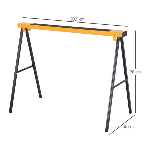 DURHAND 2er-Set Arbeitsbock Sägepferd Klappbar Unterstellbock rutschfest Metall Gelb 99,5 x 50 x 76 cm
