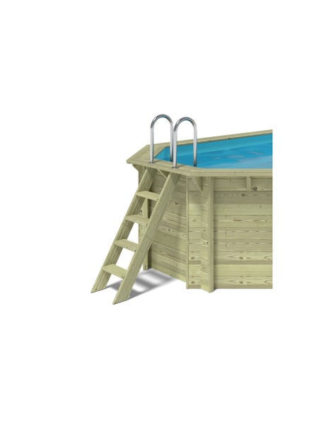 Holzpool mit Leiter und Edelstahlgriffen