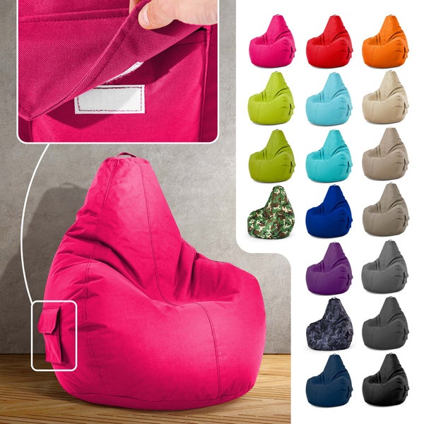 Green Bean Sitzsack mit Rückenlehne 80x70x90cm - Gaming Chair mit 230L Füllung Kuschelig Weich Waschbar - Bean Bag Bodenkissen Lounge Chair Sitzhocker Relax-Sessel Gamer Gamingstuhl Pink