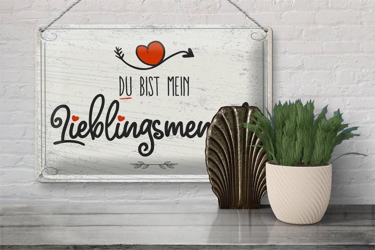 Blechschild Spruch Du bist mein Lieblingsmensch Herz 30x20cm