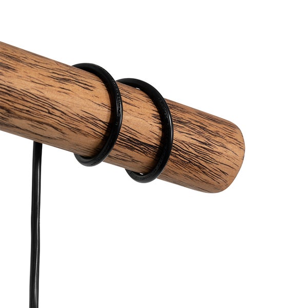 Ländliche Hängelampe schwarz mit Holz 4-flammig - Stronk