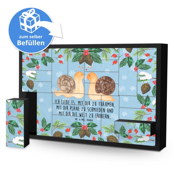 Mr. & Mrs. Panda Befüllbarer Adventskalender Schnecken Liebe - Blau Pastell