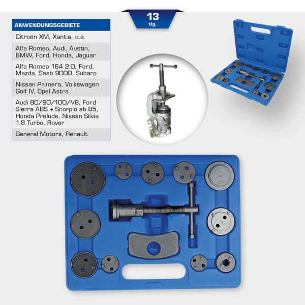 BRILLIANT TOOLS Universal-Bremskolben-Rückstellwerkzeug-Satz 13tlg. - BT701000