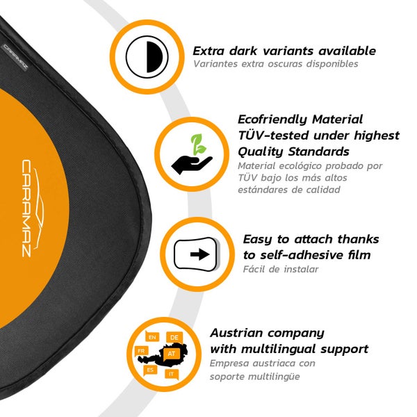 Caramaz Sonnenschutz: extra dunkle Varianten, umweltfreundliches Material, TÜV-geprüft, selbstklebend und österreichischer Service.