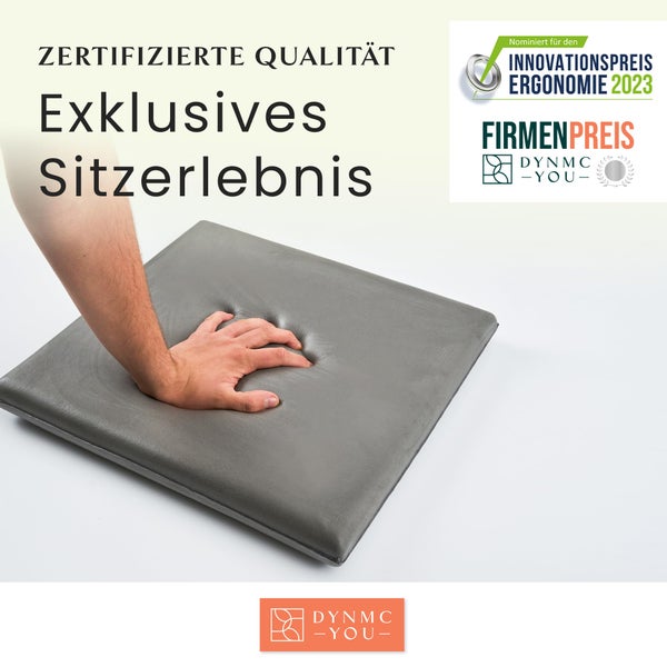 DYNMC you Sitzkissen Stuhl - Stuhlkissen 40x40 - Eckig 4er Set Grau - Test SEHR GUT - Mittelhart H3 - Sitzkissen Bank Memory Schaumstoff - Sitzpolster Stuhl - Stuhlauflage