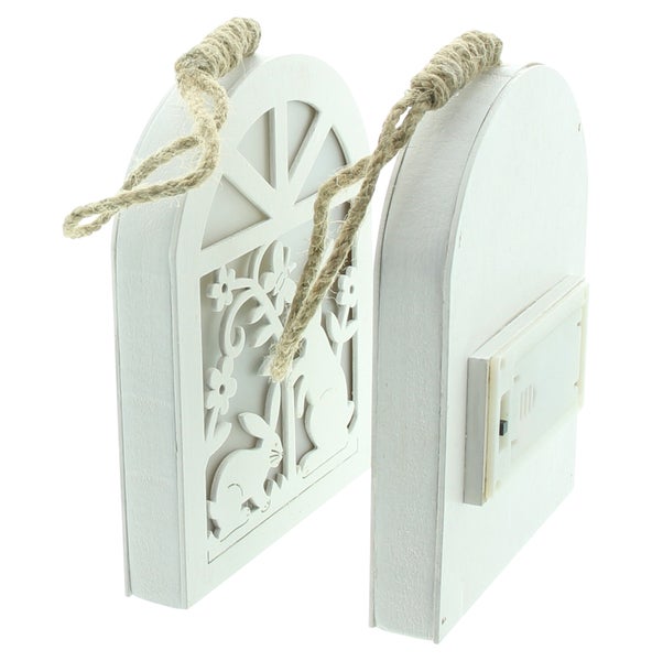 FRANK FLECHTWAREN | LED-Hänger Frühling, 2er Set, HOLZ, KUNSTSTOFF, SISAL, 10 x 2,5 x 15,5 cm