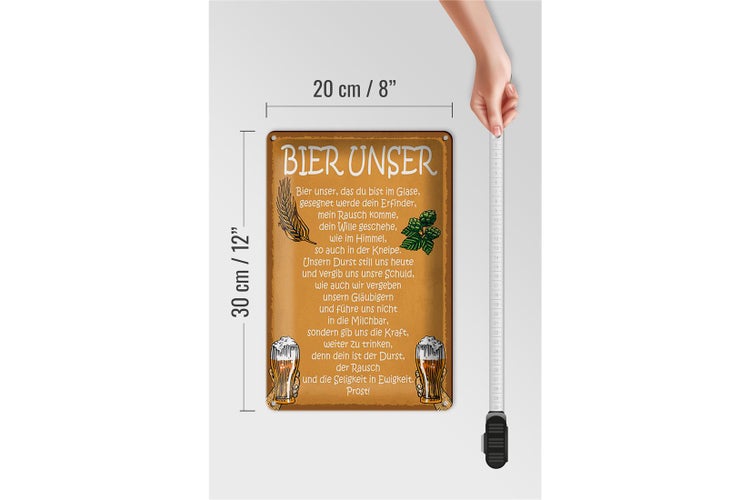 Blechschild Spruch 20x30cm Bier unser in Ewigkeit Prost