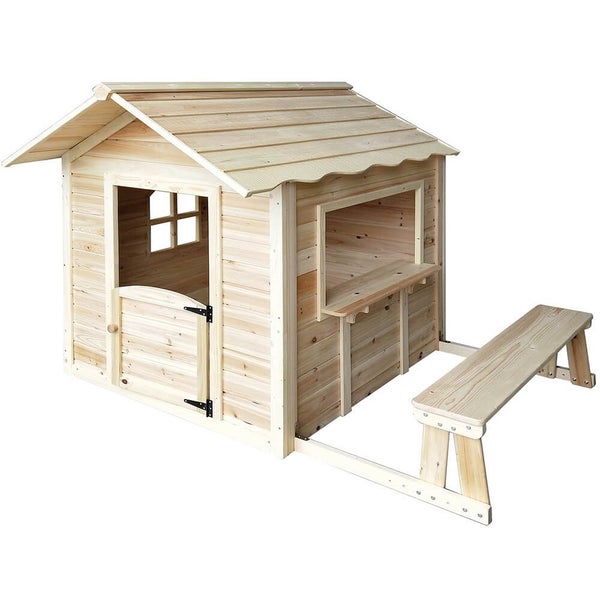 Home Deluxe - Spielhaus - DER GROßE PALAST natur - 166 x 138 x 132 cm mit Bank - inkl. Montagematerial I Gartenhaus Holzhaus Kinderhaus