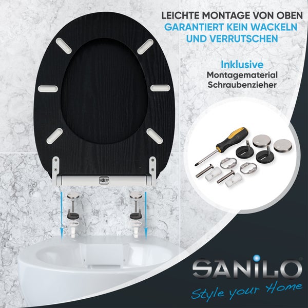 Sanilo WC-Sitz aus Holz mit Montagematerial und Schraubenzieher