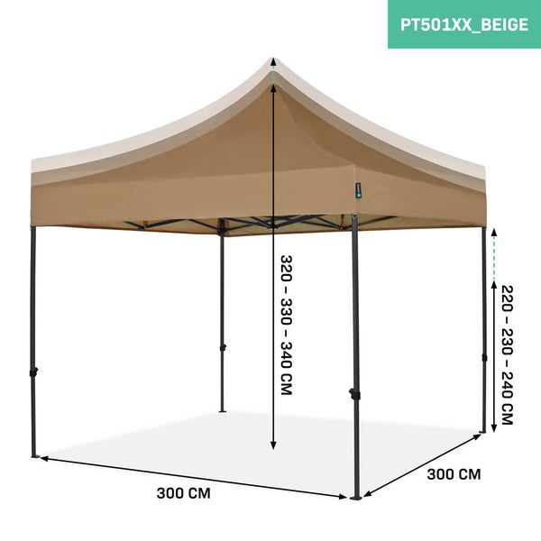 VONROC Pavillon 3x3m wasserdicht stabil - Partyzelt EasyUp System [3Min Aufbau] Popup Faltpavillon modular erweiterbar als Festival Zelt, Gartenpavillon