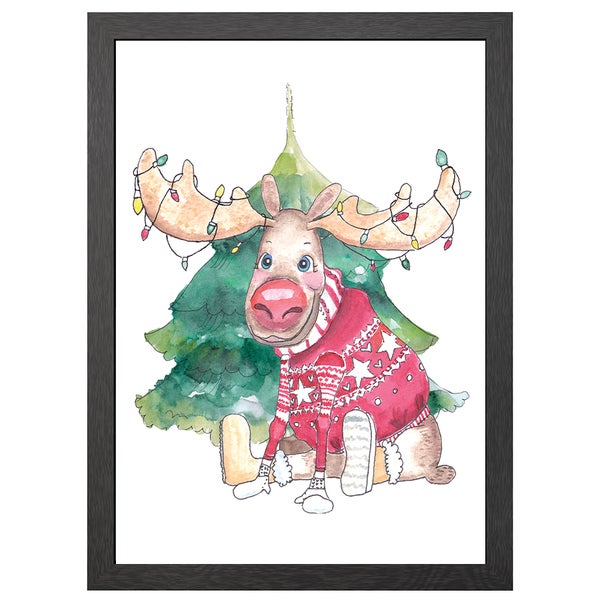 A2-WEIHNACHTS-ELCH-POSTER IM RAHMEN - Joyin