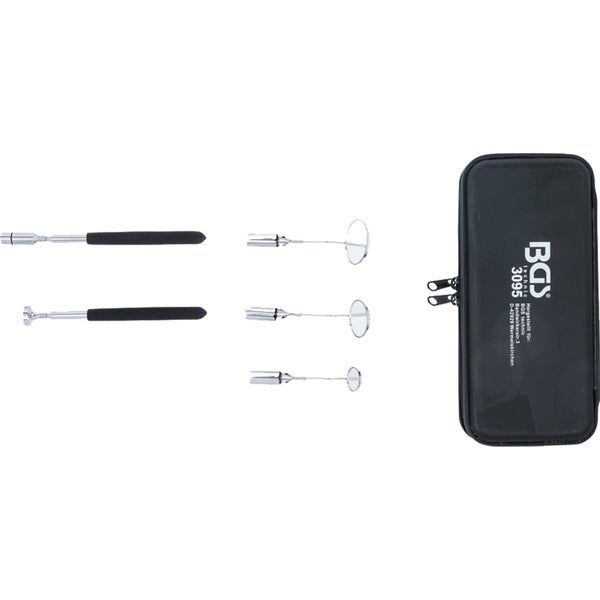 BGS Technic Inspektionswerkzeug-Set mit Teleskopstangen, Magnetheber und Spiegeln in einer Aufbewahrungstasche