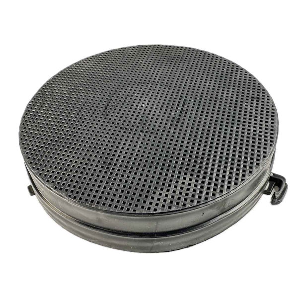 Runder, schwarzer Pflanztopfuntersetzer mit Gitterstruktur