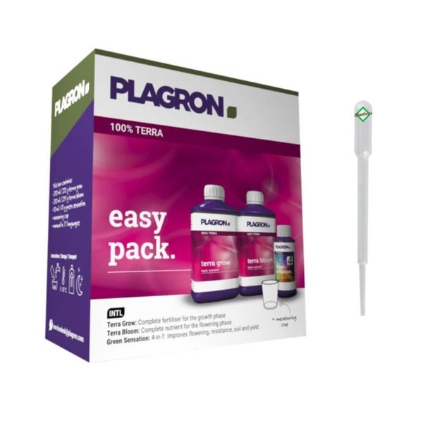 Plagron Easy Pack Terra – 3-teiliges Dünger-Set für kräftiges Wachstum & Blütenpracht | Für Indoor-Grow, Orchideen, Bonsai, Gemüse & mehr, inklusive Messbecher & Pipette