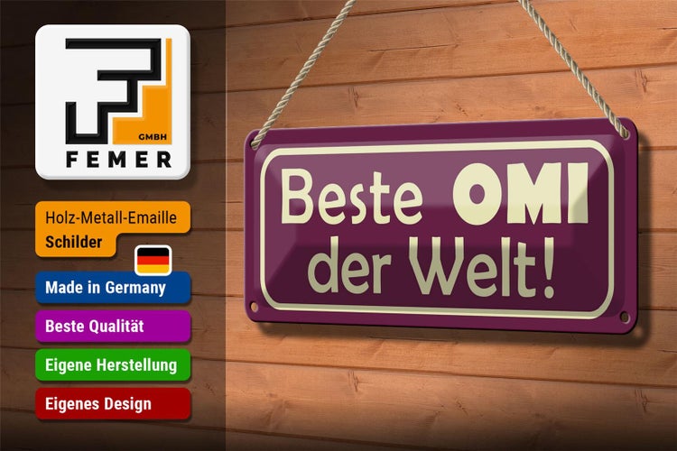 Blechschild Spruch 27x10cm Beste Omi der Welt Dekoration