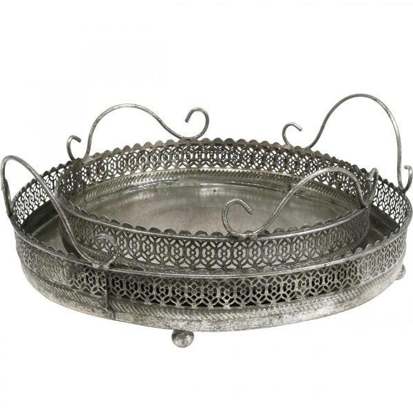 Dekorative Serviertabletts aus Metall, zwei Größen