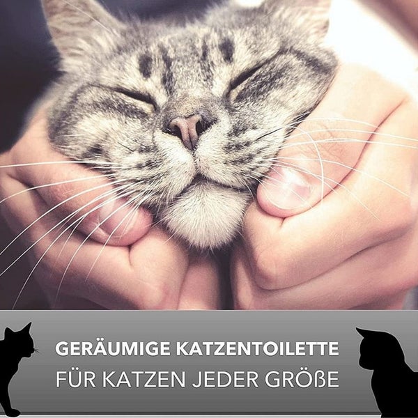 Katzenklo mit Deckel Aktivkohlefilter große XXL Katzentoilette für große Katzen WC Hauben Toilette Klo Indoor Outdoor grau modern