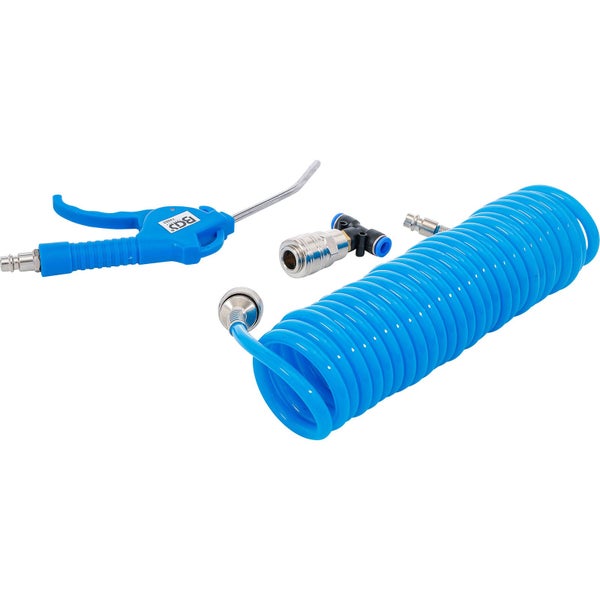Druckluft-Set mit Ausblaspistole, Kupplung und Spiralschlauch