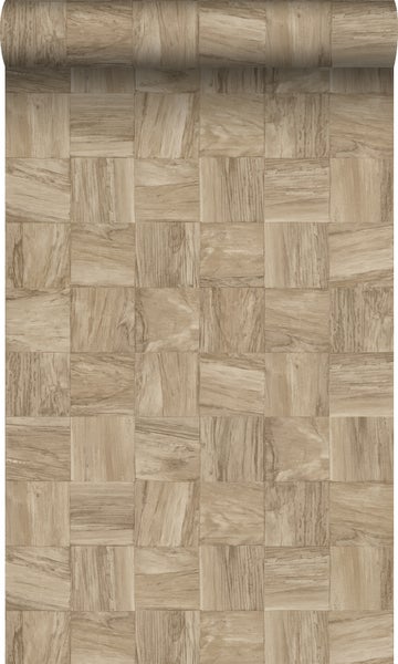 Origin Wallcoverings Tapete quadratische Holzstücke Beige - 50 x 900 cm - 347930