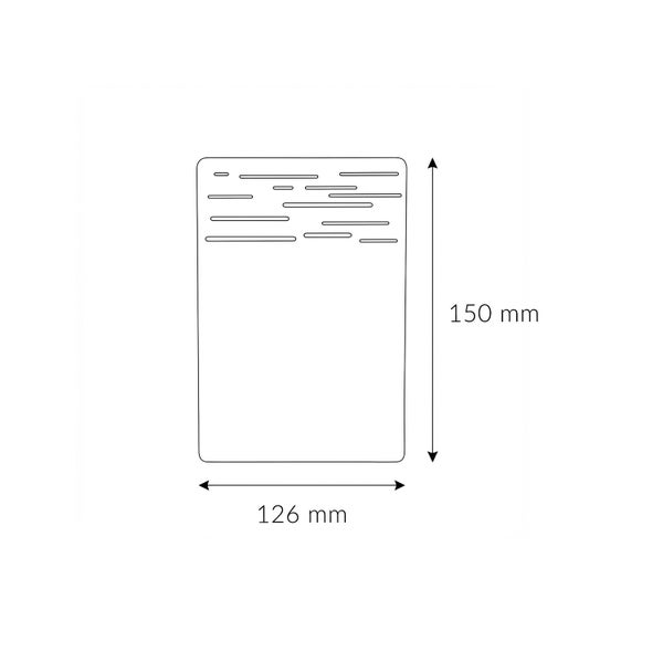 Abmessungen einer perforierten Platte: 150 mm Höhe, 126 mm Breite