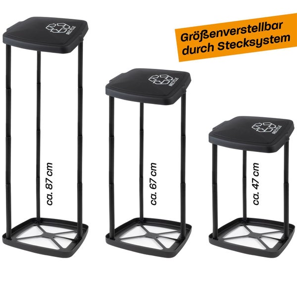 Hinrichs 3er Set Müllsackständer - Müllsackhalter mit Deckel und Klemmring