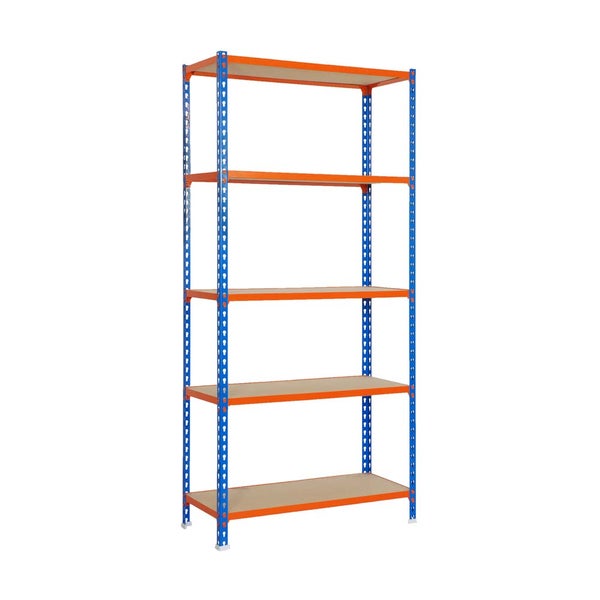 PROREGAL Schwerlastregal Big Muli HxBxT 200 x 120 x 50 cm 5 Fachböden Fachlast 200 kg Blau-Orange